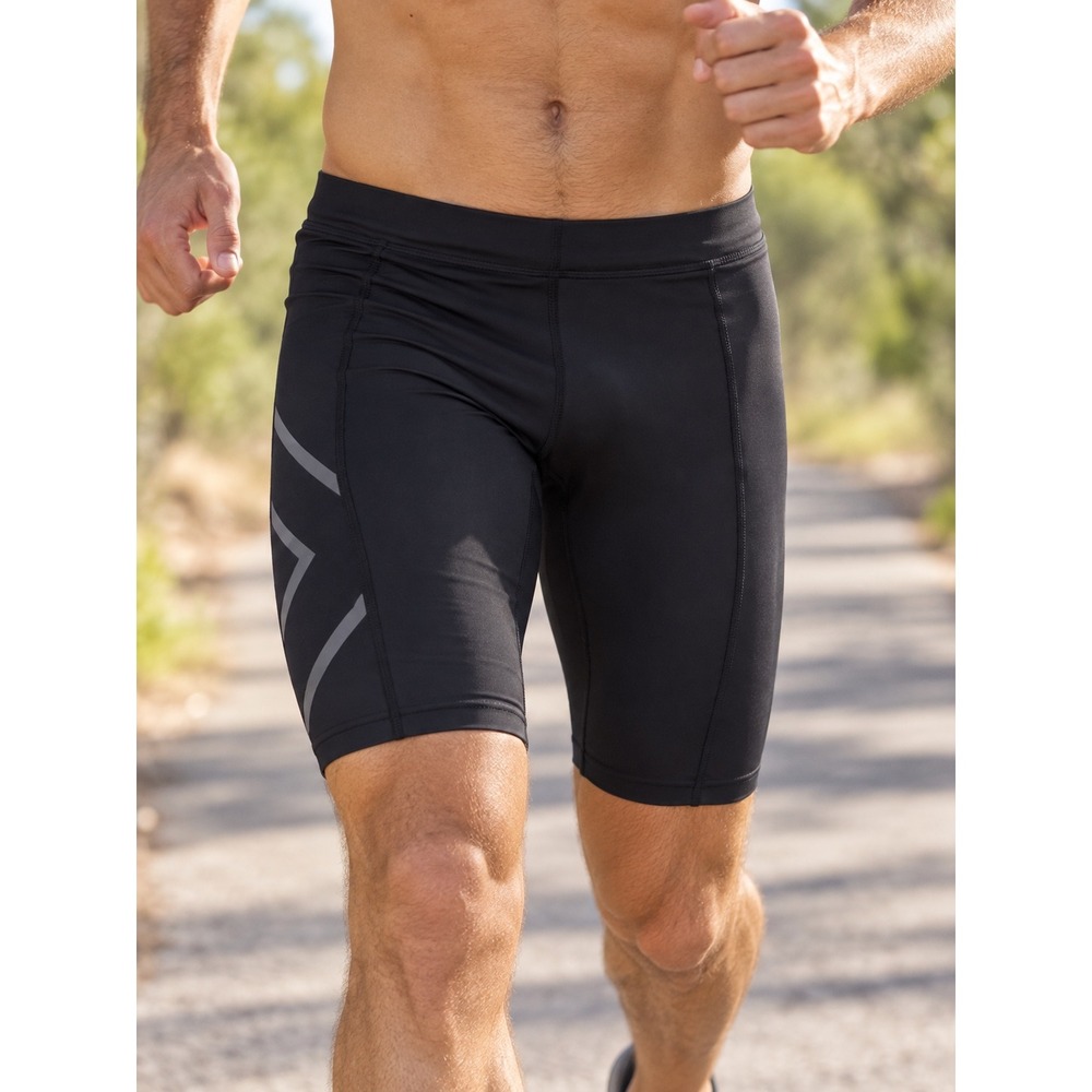 2XU MCS Run Compression Shorts Mens Small Black Reflective Athletic MA4413b